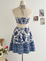 Semalam Romantic Floral Print Strapless Summer Beach Dress
