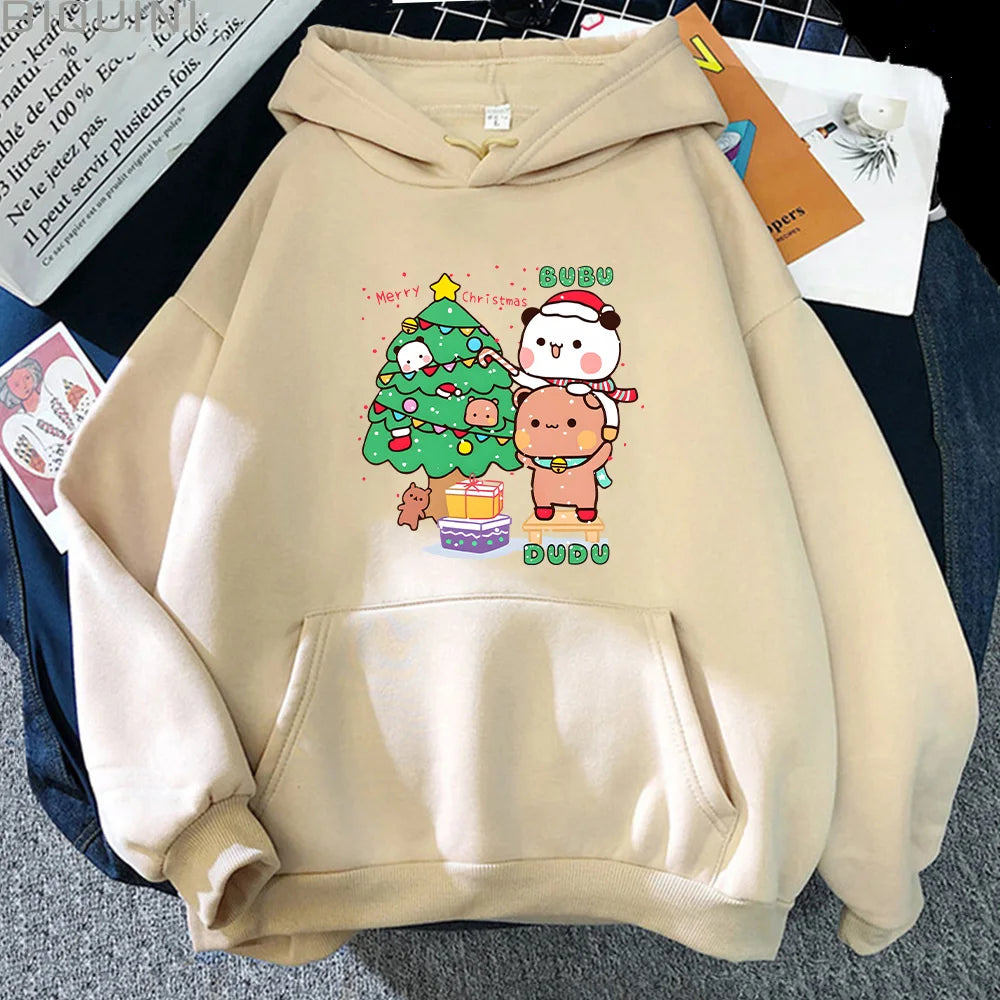 Bubu Dudu Cute Cartoon Printed Fleece Hoodie - Unisex Hip Hop Loose Streetwear