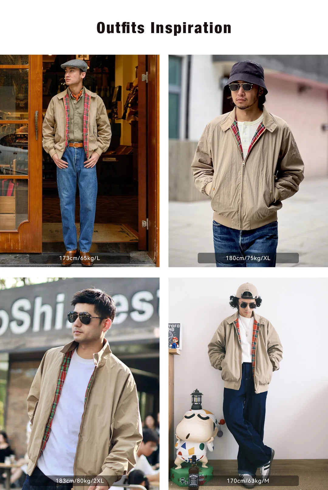 MADEN Men's Vintage Khaki Moto Jacket