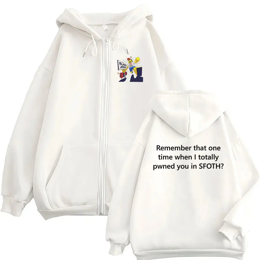 Blame John Meme Oversized Zip-Up Hoodie
