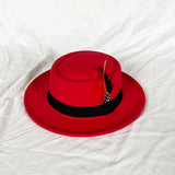 Men's Vintage Felt Fedora Hat with Feather Accent