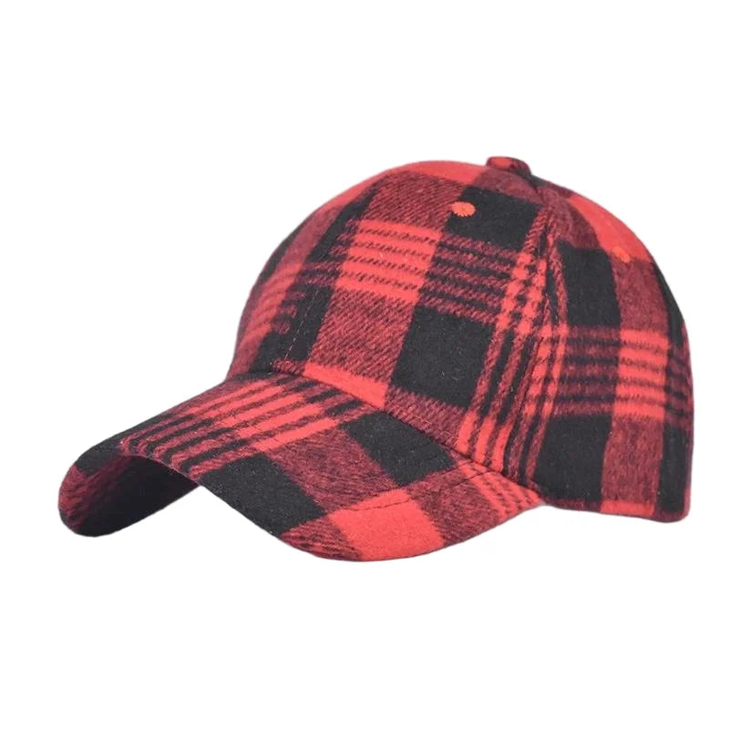 Unisex Checkered Baseball Cap with Adjustable Strap