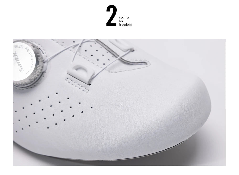 Santic Men's Cycling Shoes New Hardness16 Titanium Alloy Sole Auto-Lock Outdoor Bicycle Sneaker Adjustable Pro Road Racing Shoes