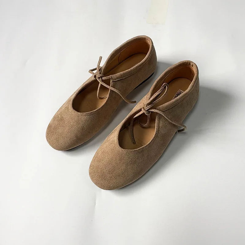 Round Toe Mary Jane Flats with Butterfly Knot