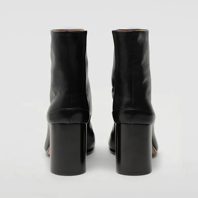 Luxury Leather Tabi Split Toe Ankle Boots - Women's High Heel