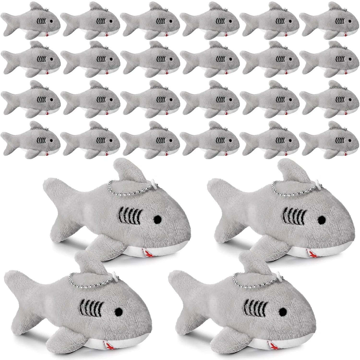 12-48Pcs Shark Plush Keychain Mini Stuffed Animal 3.94" Shark Party Favors Bulk Soft Tiny Shark Keychain Shark Backpack Keychain