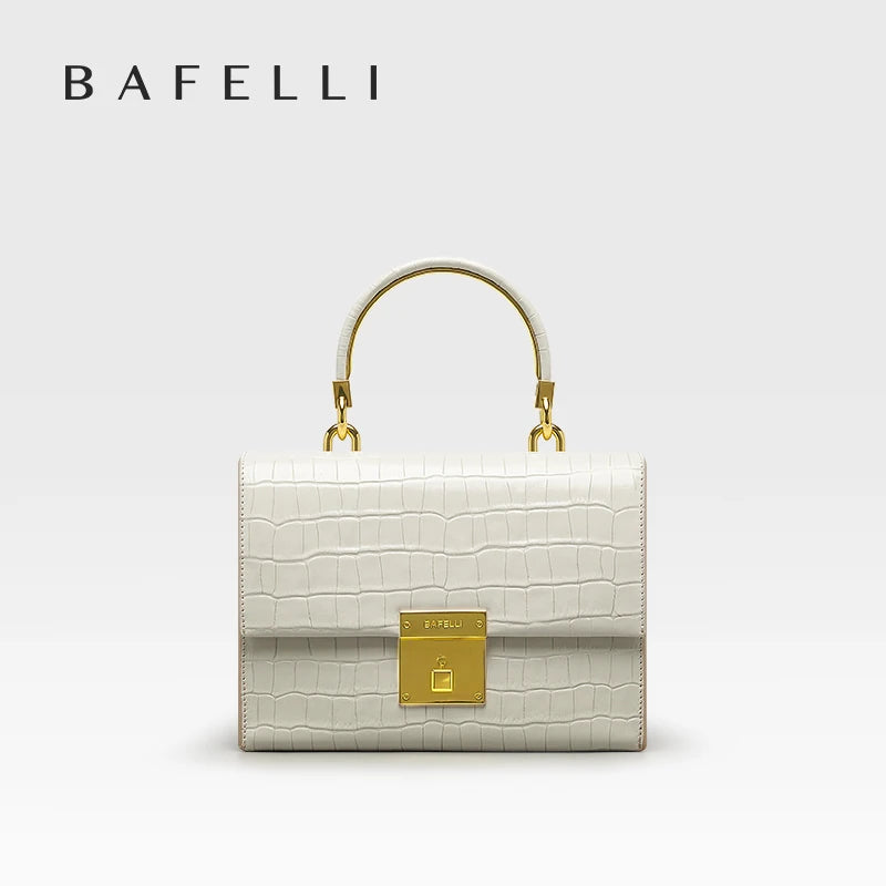 BAFELLI PURSE 2026 LUXURY BAG CROCODILE GRAIN LEATHER EVENING HANDBAG FASHION BUSINESS HANDLE CASUAL WOMEN FEMALE CROSSBODY
