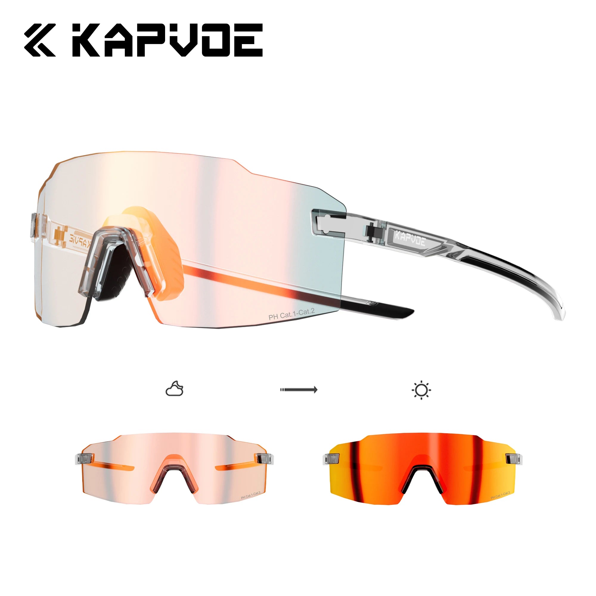 Kapvoe Fashion Sunglasses for Men Photochromic Runnning Glasses Light-Weight Cycling Glasses Bike Women UV400 Hiking Eyewear