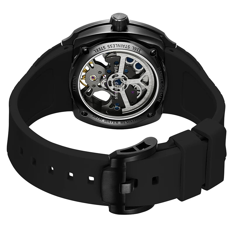 Men Automatic Mechanical Watch Fashion Sport Wristwatch Silicone Band