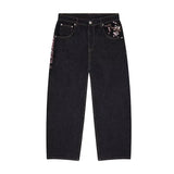 Y2K Harajuku Wide-Leg Jeans | Vintage Plum Blossom Embroidery