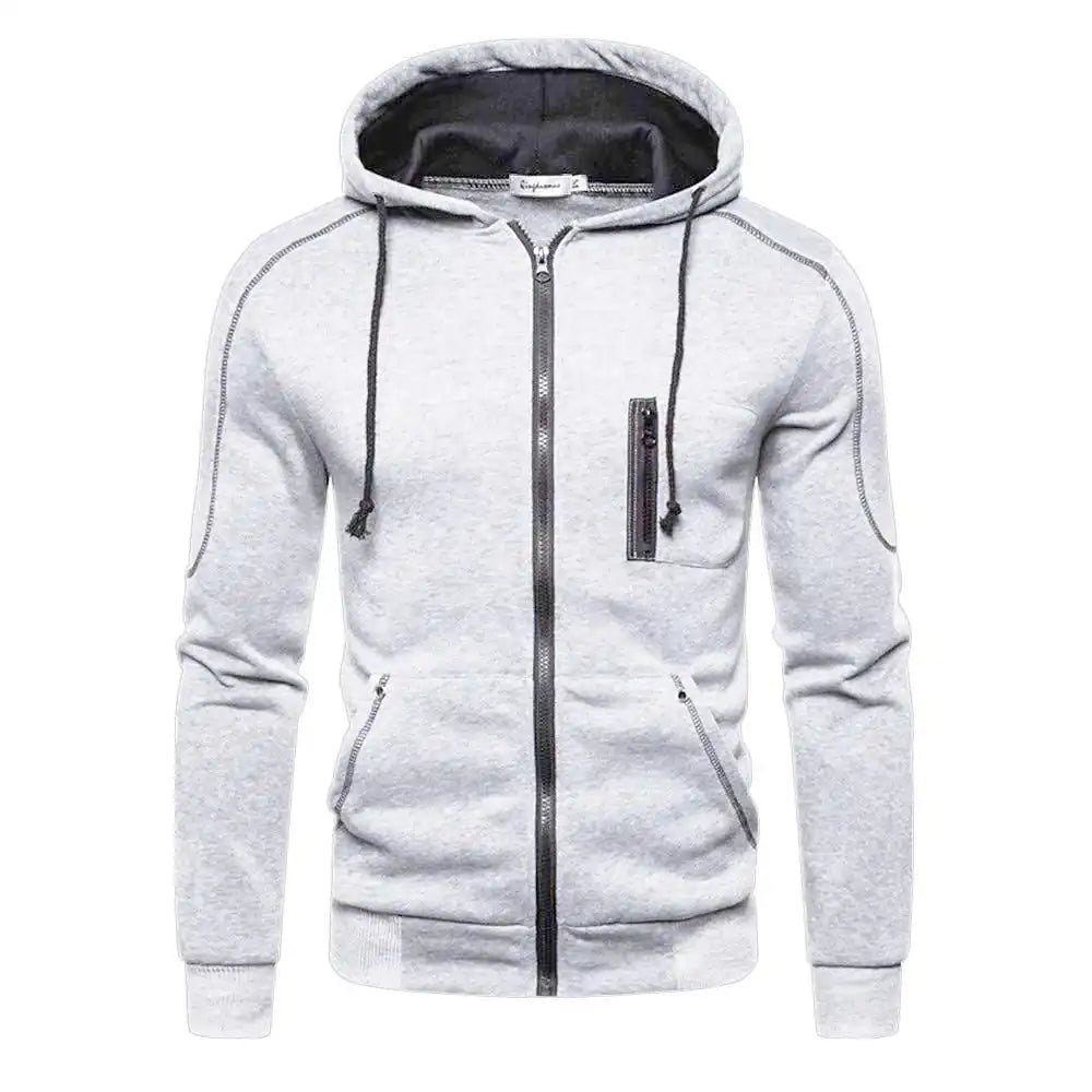 Men's Color Block Fleece Zip-Up Hoodie