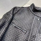 Natural Sheepskin Coat Women Autumn European and American Fashion Short Motorcycle Casual High Quality Hand-Woven Leather Jacket