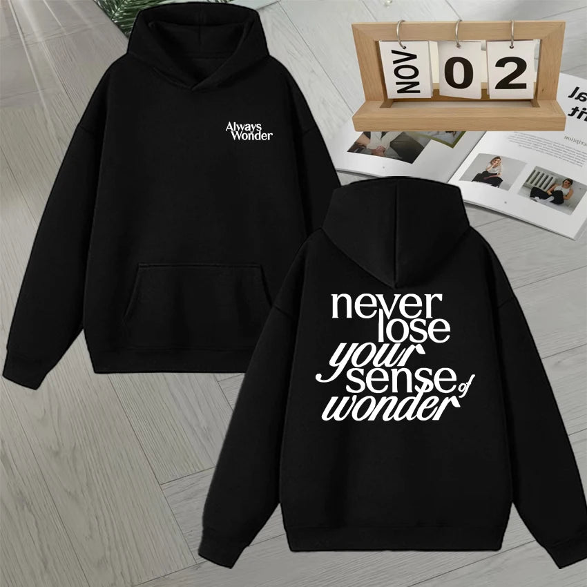 2025 Thai Drama The Secret of Us Autumn Winter Hoodie Always Wonder Letter Print Pullover Trendy Long sleeve Fleece Sweatshirts