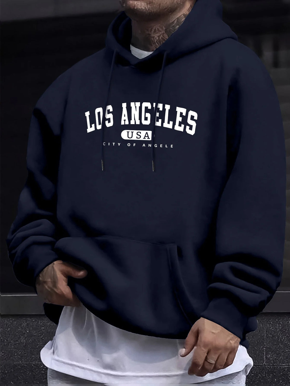 Men's Los Angeles Print Drawstring Hoodie