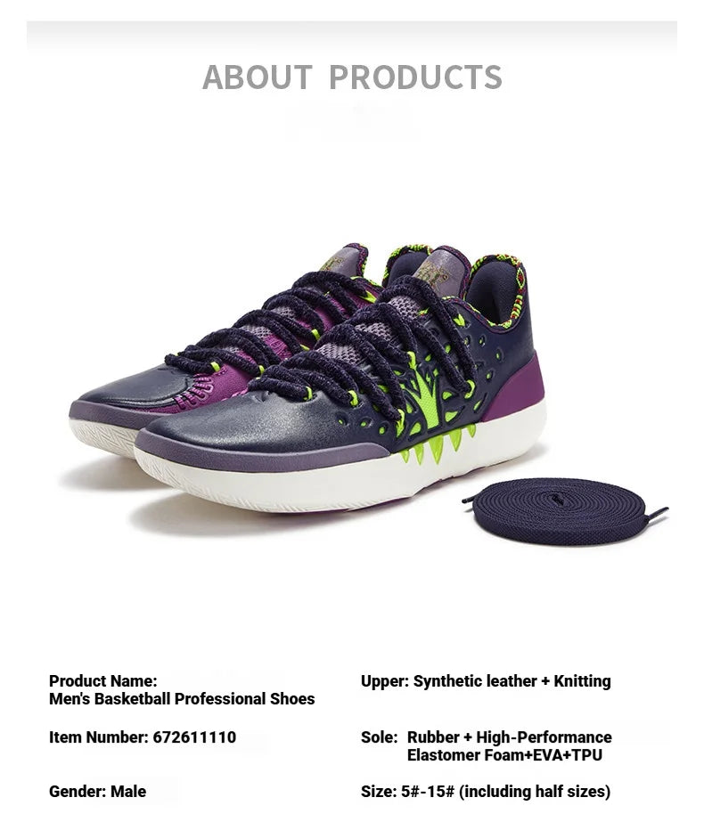 361 Degrees Joker 2 Low Men Basketball Shoes Jokic New Trendy Wear-resistant Non-slip Cushion Professional Sneakers 672611110