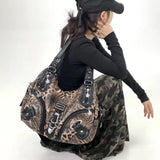 Y2K Leopard Print Shoulder Bag – Vintage Maillard Style