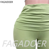 FAGADOER Casual 2 Pieces Set for Woman Long Sleeve Round Neck T-Shirt and High Waist Pants Matching Tracksuits Female Sportswear