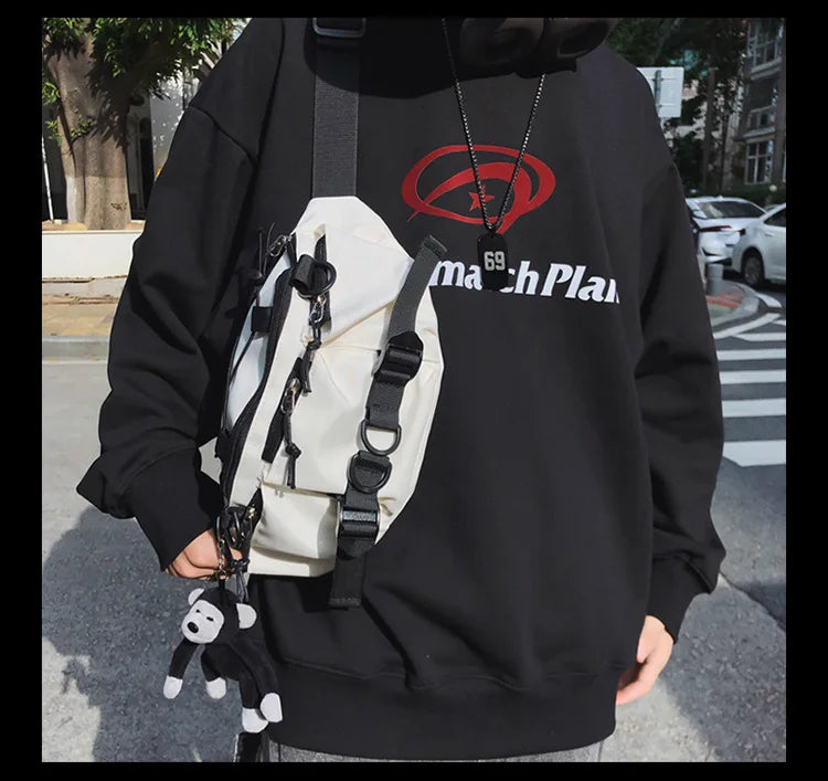 2024 Techwear Style Punk Hip Hop Single Shoulder Crossbody Bag Men Women Street Vintage Chest Bag Casual Sport Fanny Pack