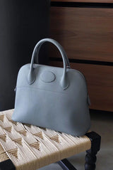 Premium Semi-handmade First-layer Cowhide Bowling Bag Portable Shoulder Large Shell Bag Commuting Temperament Versatile