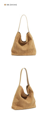 New suede velvet underarm tote bag for autumn and winter Simple large capacity first layer frosted cowhide handbag shoulder bag
