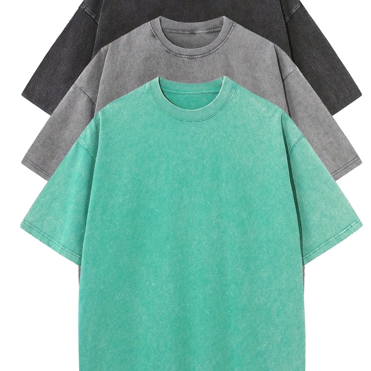 3pcs Men's 100% Cotton Loose-Fit T-Shirts in Solid Colors Casual Short Sleeve Crew Neck Ideal for Summer Outdoor