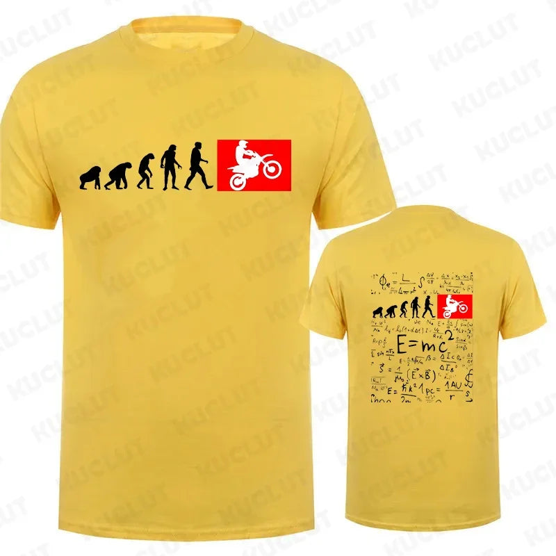 Unisex Human Evolution Motorbike Graphic Print T-Shirt