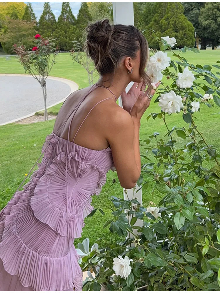 Chic Irregular Chiffon Halter Maxi