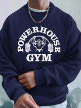 Powerhouse Gym Letter Printing Men Sweatshirts Winter Fleece Warm Hoodie Korean Loose Crewneck Pullovers Hip Hop Male Clothes