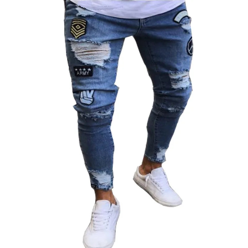 Men’s Ripped Stretch Denim Jeans
