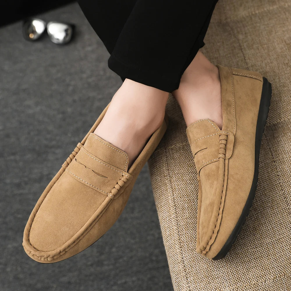 2026 Casual Men's Shoes Versatile Comfortable Work Shoes Driving Loafers Black, Grey, Khaki Three-Colour