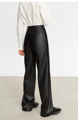 Minimalist Straight-Leg PU Leather Trousers
