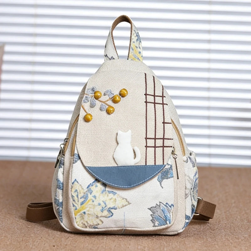 Luxury 3D Pumpkin Pattern Women Travel Backpack High Quality Linen Female Backpack Fashion Prettry Style Girls Daypack Backpack