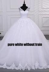 Pure White Wedding Dresses Elegant Boat Neck Ball Gown Simple Vestido De Noiva Plus Size Robe De Mariee