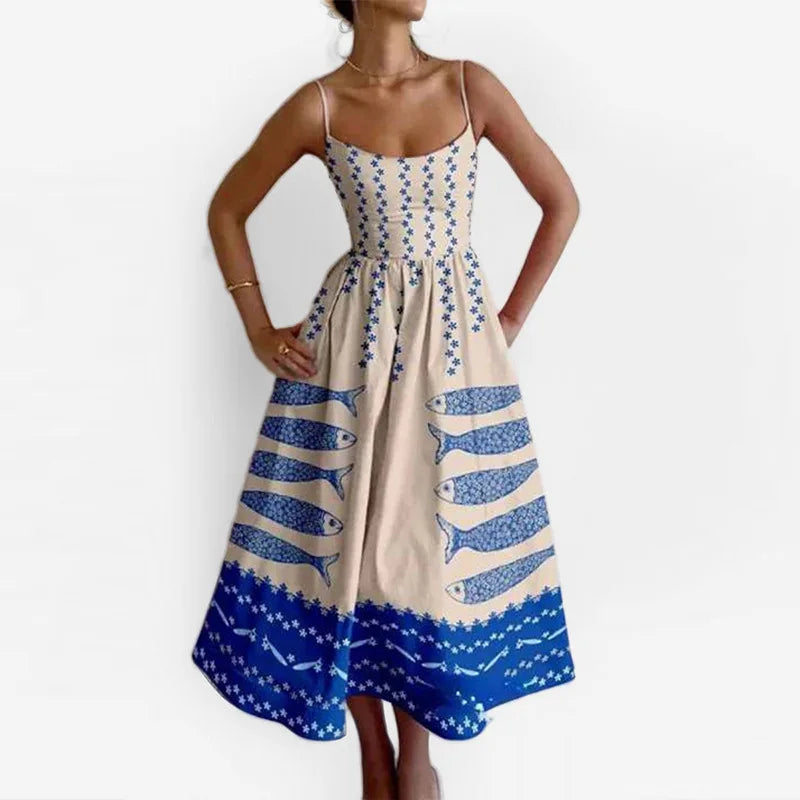 Women's Print Camisole A-Line Midi Dress