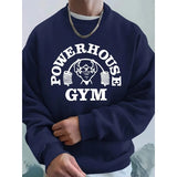 Powerhouse Gym Letter Printing Men Sweatshirts Winter Fleece Warm Hoodie Korean Loose Crewneck Pullovers Hip Hop Male Clothes