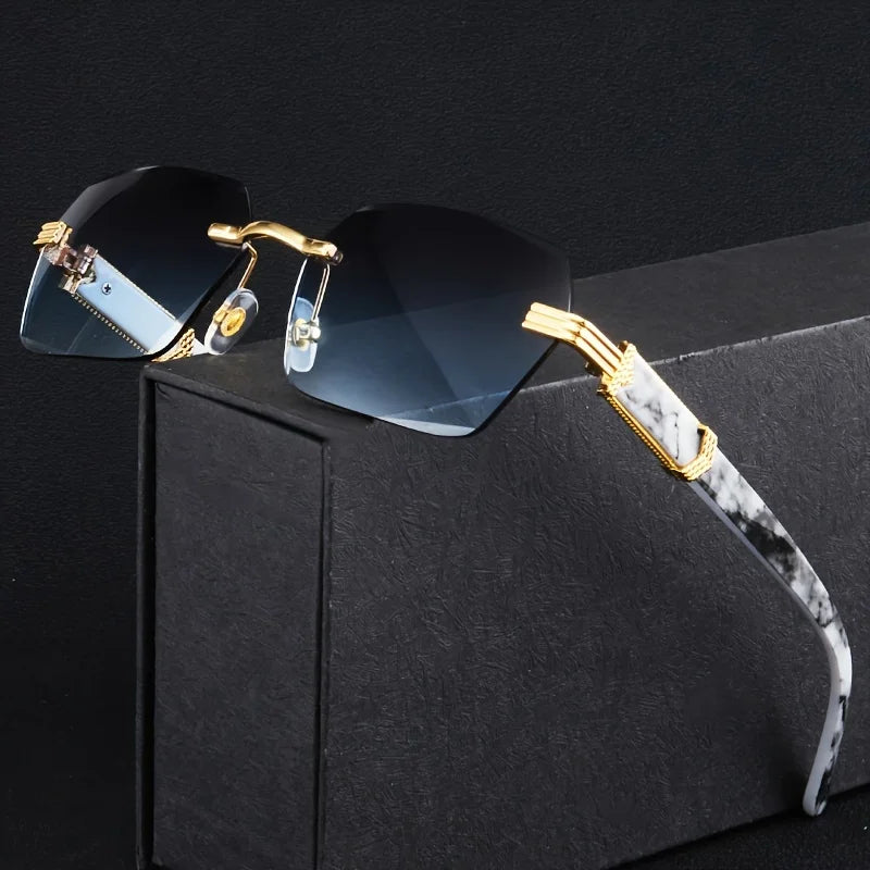 Rimless Rectangle Sunglasses – UV400 Unisex Shades