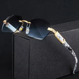 Rimless Rectangle Sunglasses – UV400 Unisex Shades