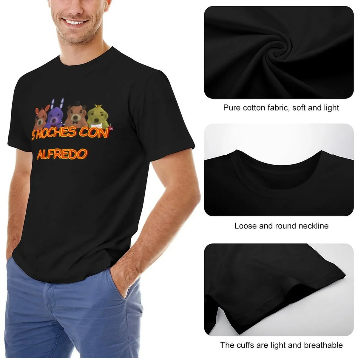 Men's Oversized Noche Con Alfredo Graphic T-Shirt