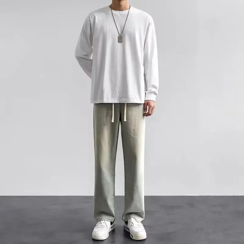 Men's Wide Leg Drawstring Jeans