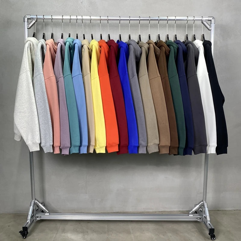 Cotton Baggy Fleece Hoodies for Men Solid Color Plush Pullovers Oversized Hooded Sweatshirt Autumn Winter Thick Clothes Unisex