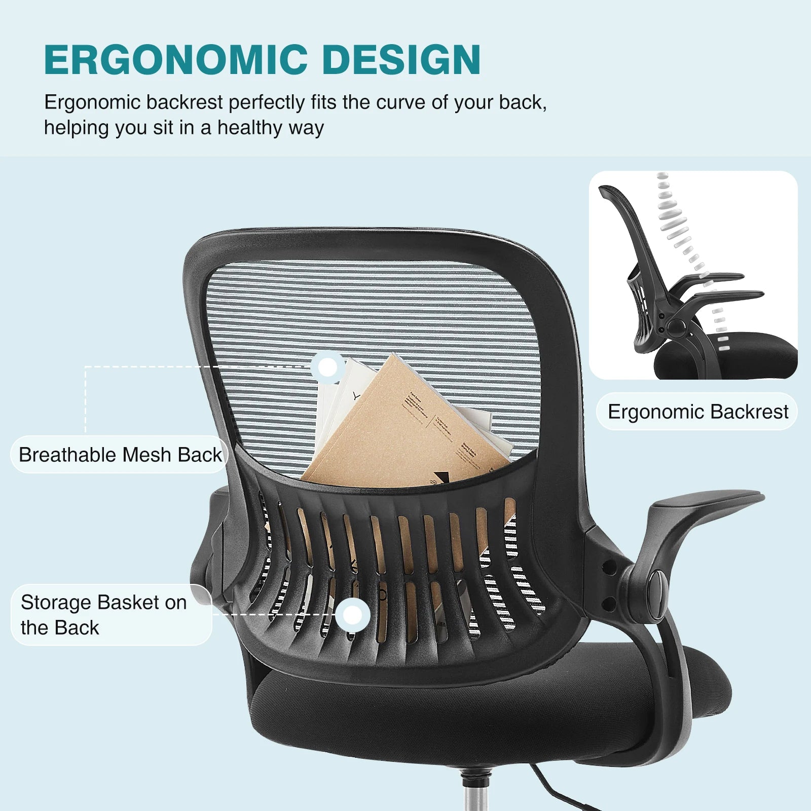 JHK Ergonomic Mesh Backrest Office Chair | Adjustable