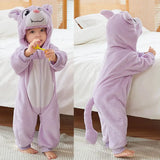 Animal Theme Flannel Baby Romper
