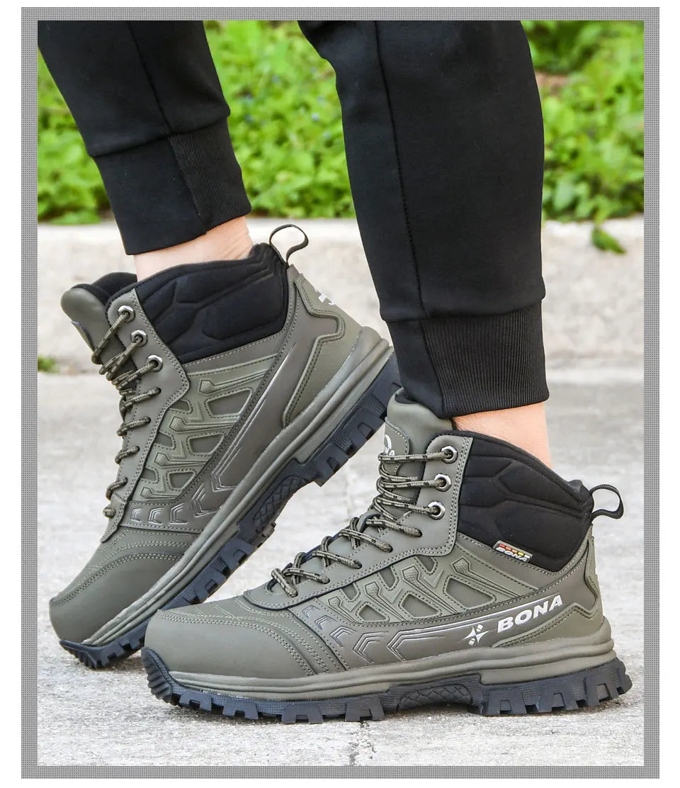 BONA 2023 New Designers Brand Winter Warm Boots Men Plush Nubuck Snow Boots Man High Quality High Top Boots Mansculino Sneakers