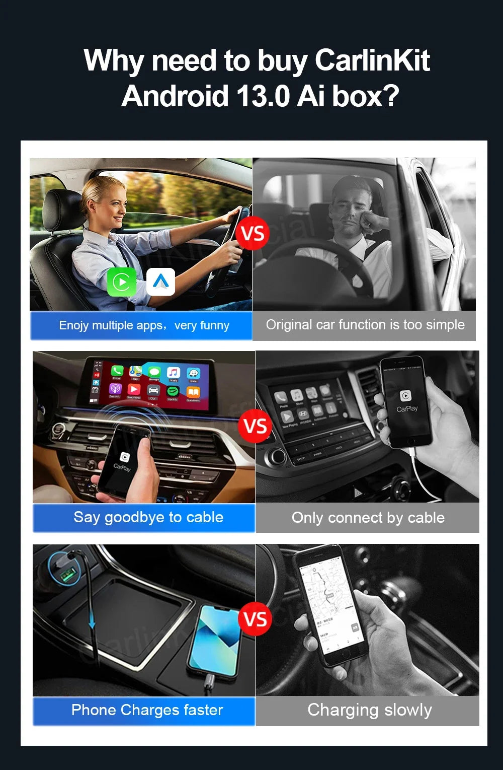 Carlinkit Android 13 Wireless CarPlay & Android Auto AI Box