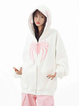 Oversized Y2K Spider Zip-Up Hoodie