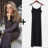 Elegant O-Neck Knit Maxi Dress