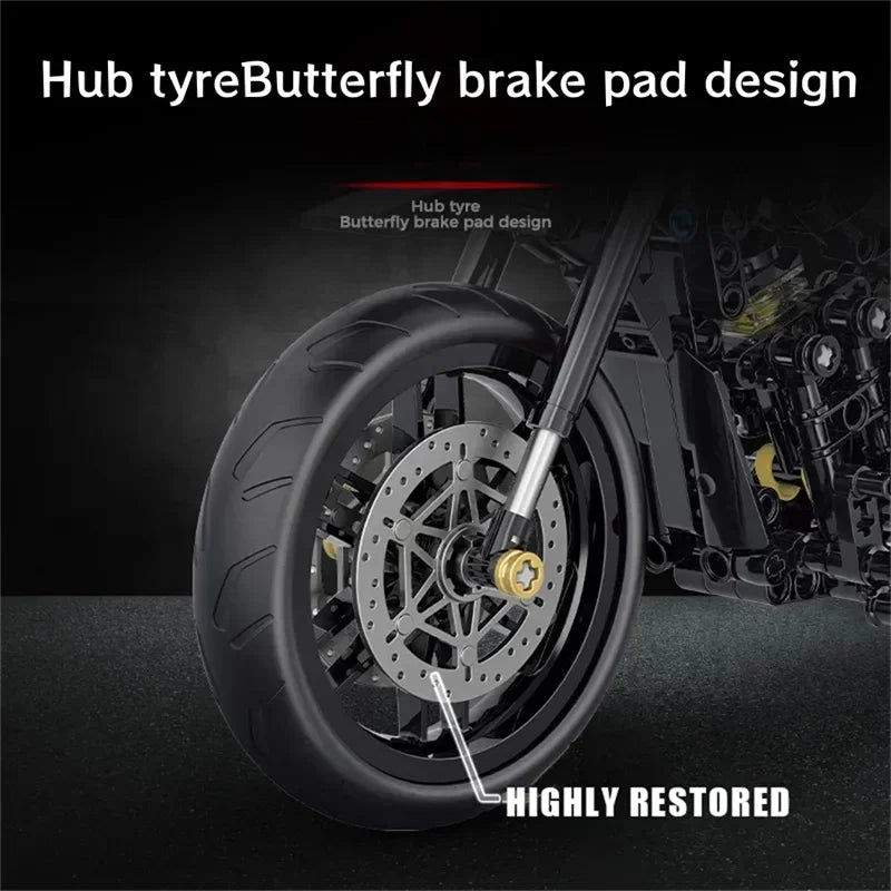 Technical MOC Construction Bricks Motorcycle Model Creative Building Kit Assembly Toys Educational Gift for Children Boys Girls
