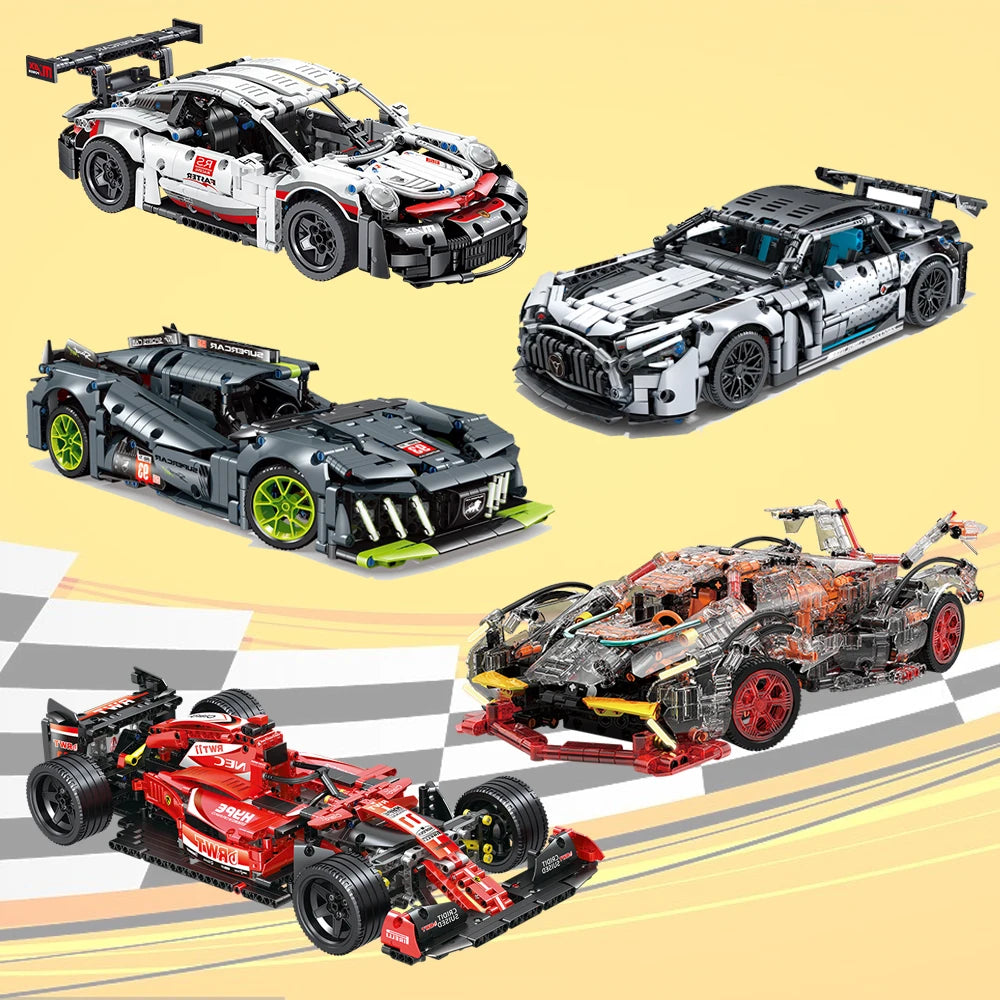 Creative DIY Racing Car Model Building Bricks Kit Advanced MOC Construction Toys for Adults Boys Girls Holiday Gift Idea