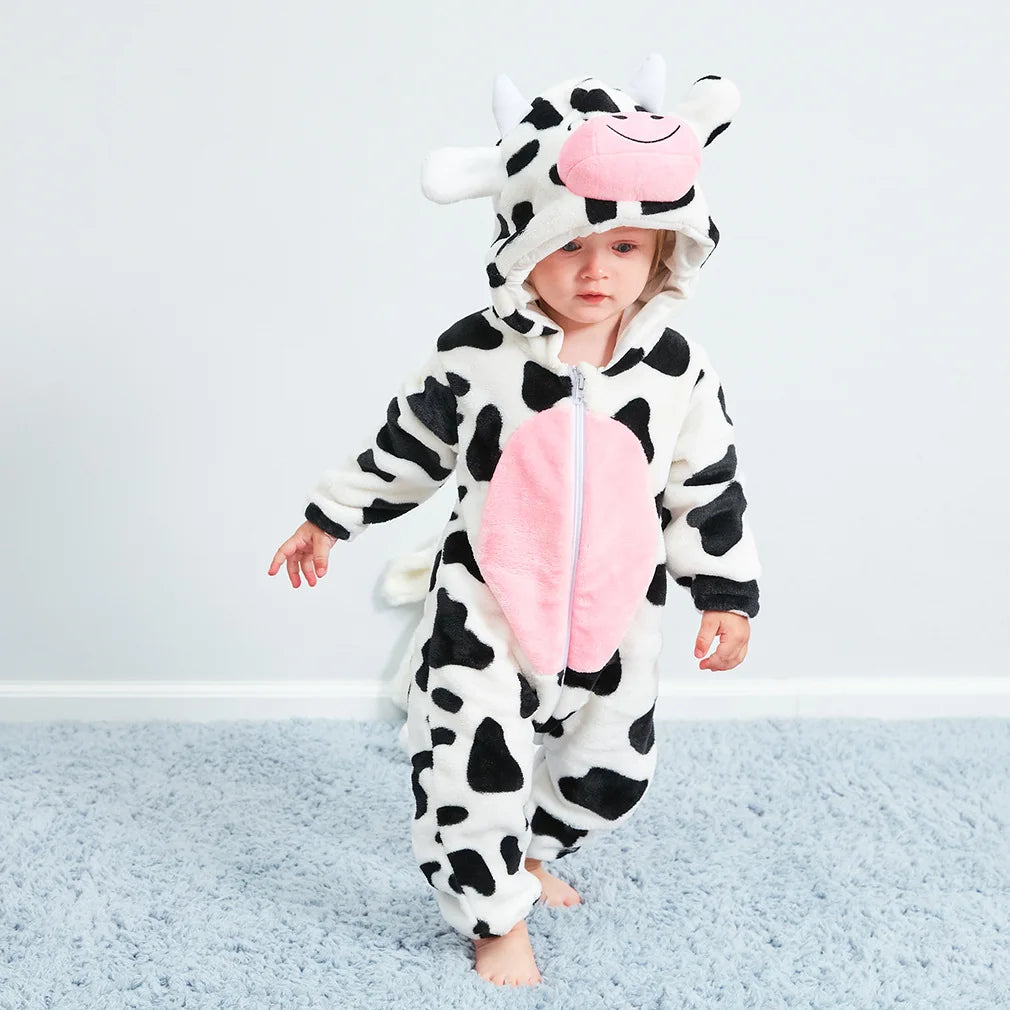 Animal Theme Flannel Baby Romper