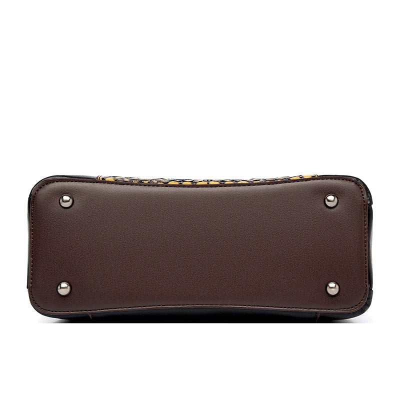 New Vintage Embossed Handmade Handbag For Women Versatile PU Leather Shoulder Bag 3 Layers Large Capacity Crossbody Bags Female
